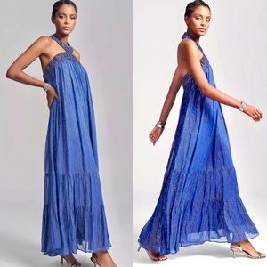 Anthropologie Nirmooha Shine Beaded Embroidered Halter Dress Sz M NWT